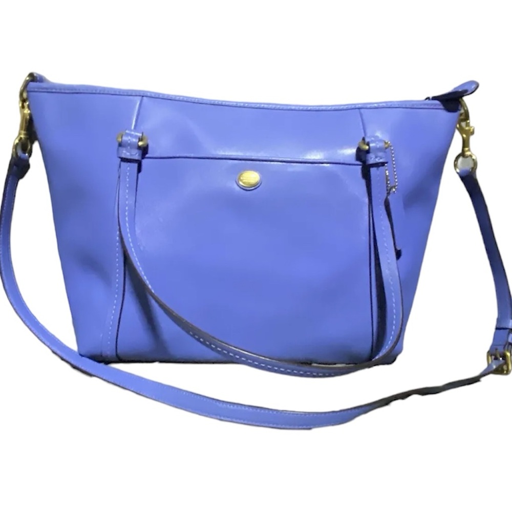 Coach Peyton Large Saffiano Leather Tote Periwinkle Cornflower Porcelain Blue